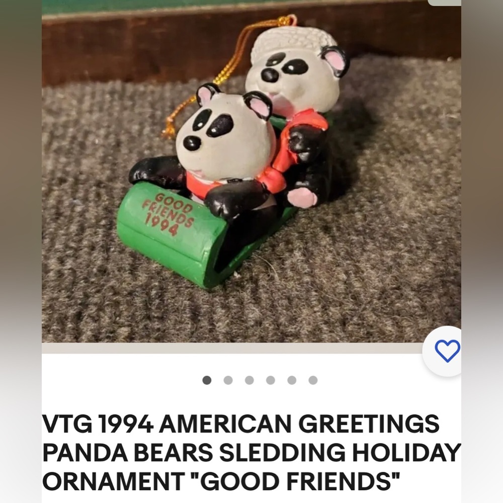 Lot 3 Vtg holiday Ornaments AGC pandas good friends/daughter/pillow Embroidered